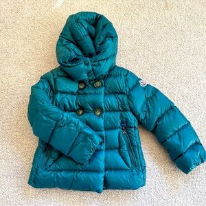 Moncler 4T puffer jacket in dark turquoise green